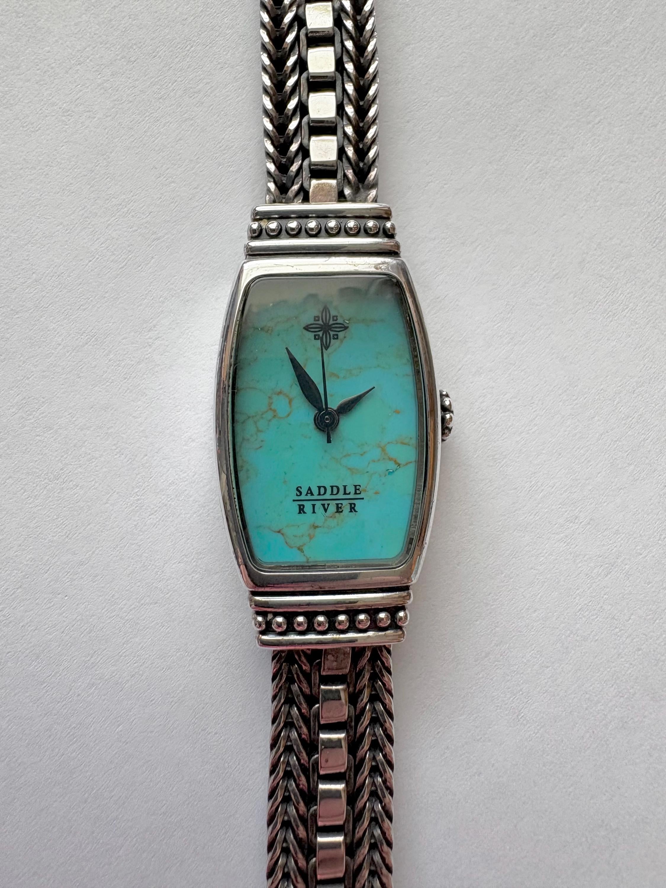 Sterling Silver and Turquoise Saddle River Ladies Watch - Etsy display picture 1