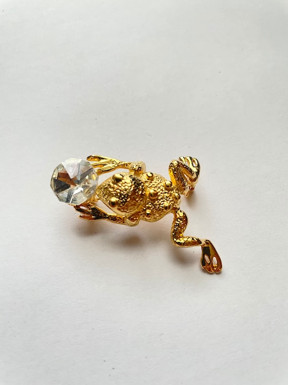 Vintage TISI big Rhinestone Frog Pin