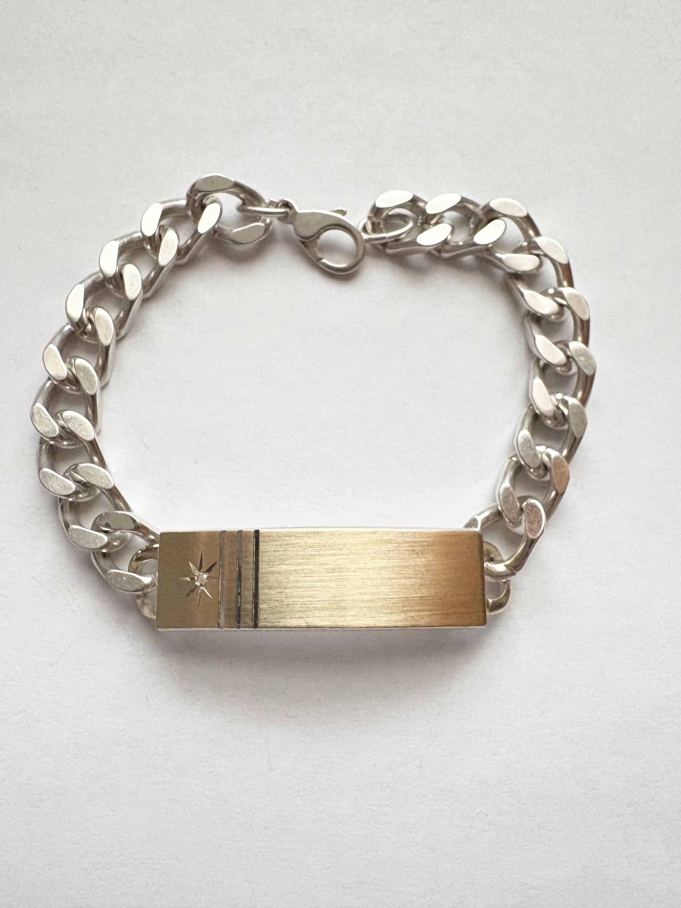 Vintage ANSON Sterling Silver 18k ID Bracelet 8 1/2” With