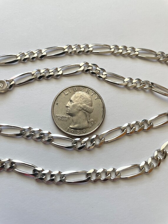 Vintage Sterling Silver Solid Figaro Link Chain N… - image 4