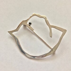 Vintage Sterling Silver and Sapphire Open Rose Artisan Made Pin Brooch