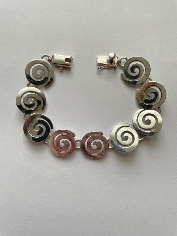 Vintage Sterling Silver Mexico Swirl Link Bracelet