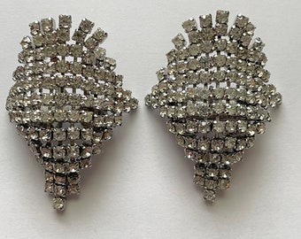 Vintage Clear Rhinestone Large Shoe Clips Musi