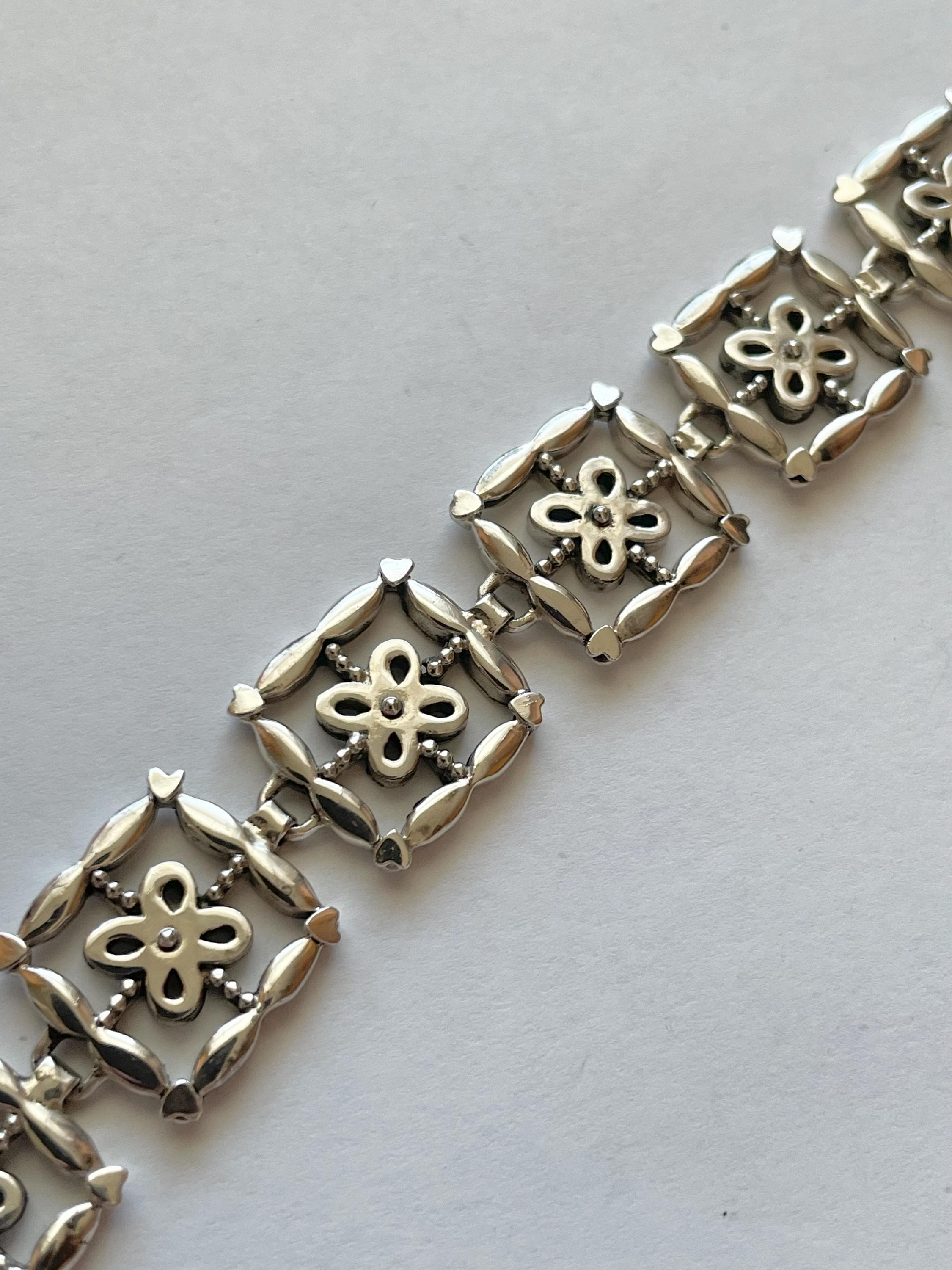 Brighton Silver Floral Panel Bracelet Watch Brighton Sterling Silver Floral Link Bracelet UNUSED - Etsy main image 3