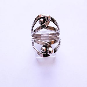 Vintage Sterling Silver Double Interlocking Band Ring Size 6.5