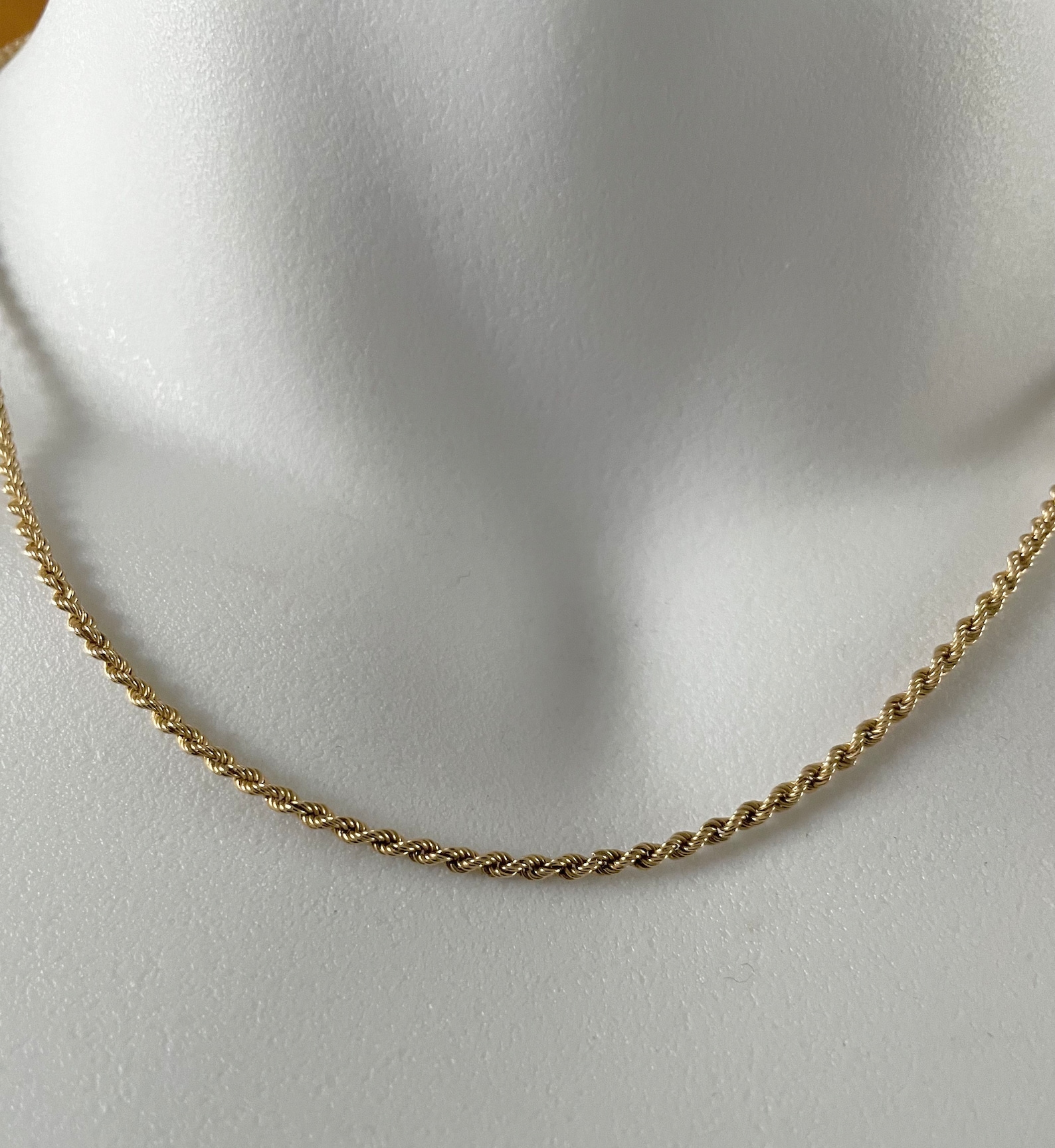 Vintage 14k Yellow Gold Solid Rope Chain Necklace 16” - Etsy