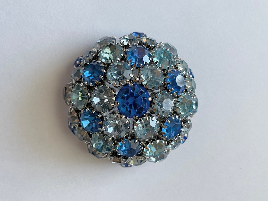 Broche Vintage Années 1940/50, Plexiglas Bombé à 3 Roses, Laiton, Multicolore