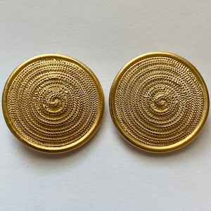 Vintage Les Bernard Large Button Style Clip Earrings