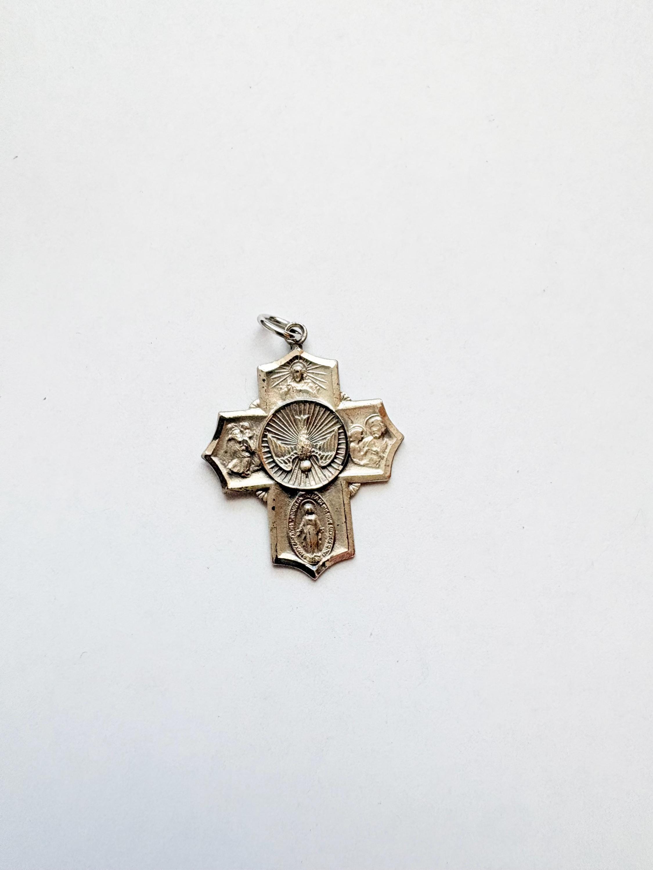 Vintage Sterling Silver 4 Way Cross Religious Medal - Etsy