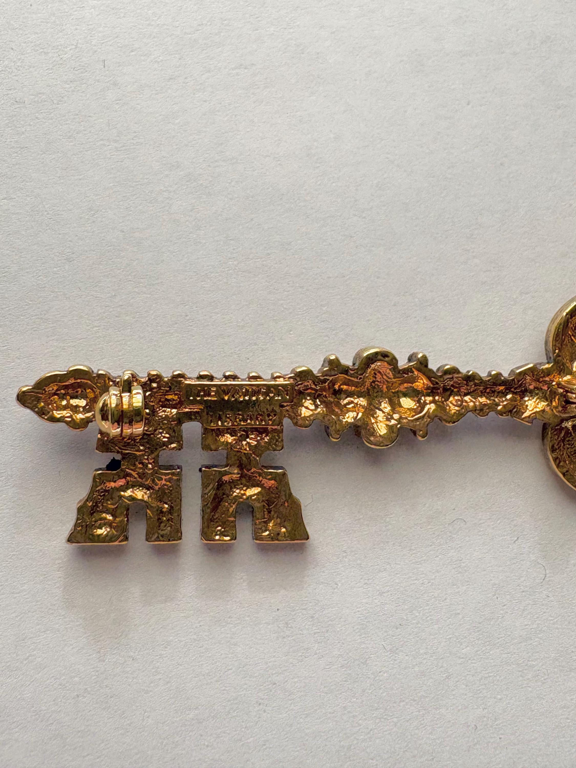 Vintage Gold Tone Signed Vatican Library Key Pin Brooch - Etsy