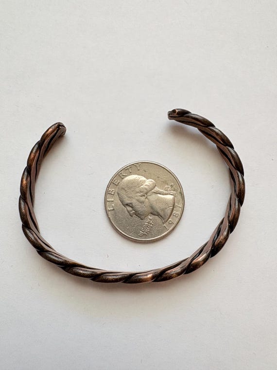 Vintage Solid Copper Braided Retro Cuff Bracelet - image 3