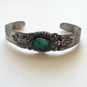 Vintage Fred Harvey Sterling Silver Turquoise Cuff Bracelet