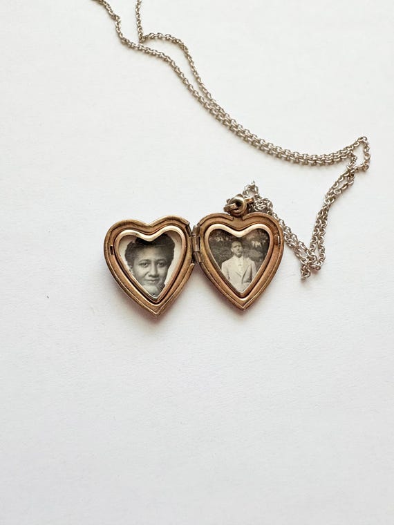 Art Deco Sterling Silver Heart Locket Pendant Nec… - image 5