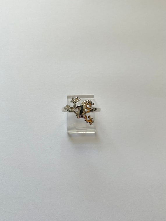 Vintage Sterling Silver Tree Frog Ring Size 9 - image 1
