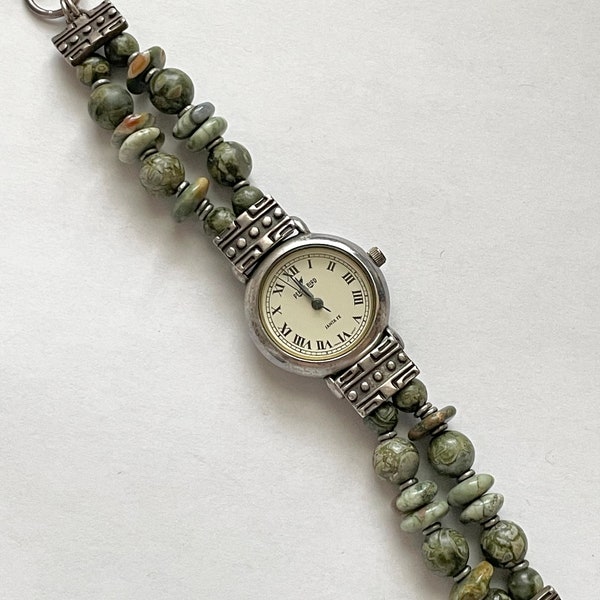 Vintage Peyote Bird Kambaba Jasper Sterling Silver Watch