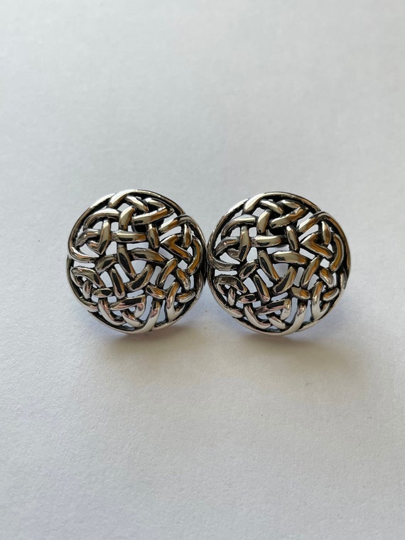 Vintage Sterling Silver Celtic Knot Button Pierced