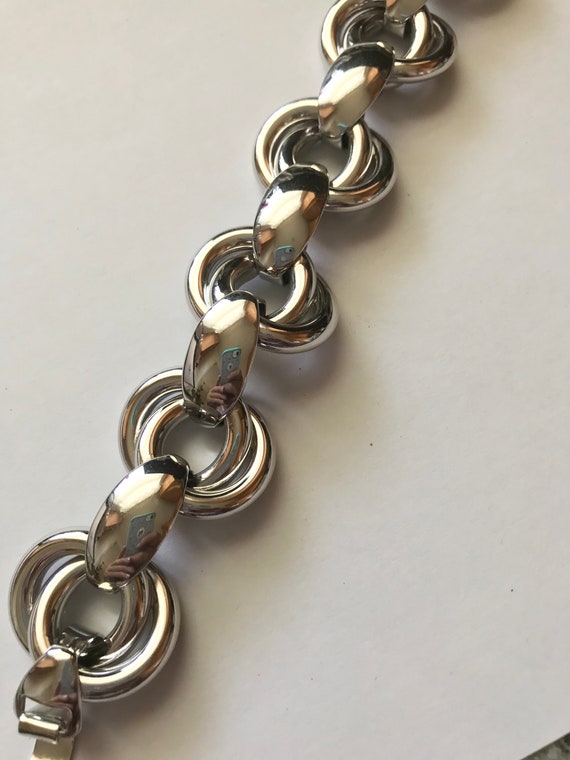 Vintage Silver Metal Napier Chunky Link Bracelet - image 2