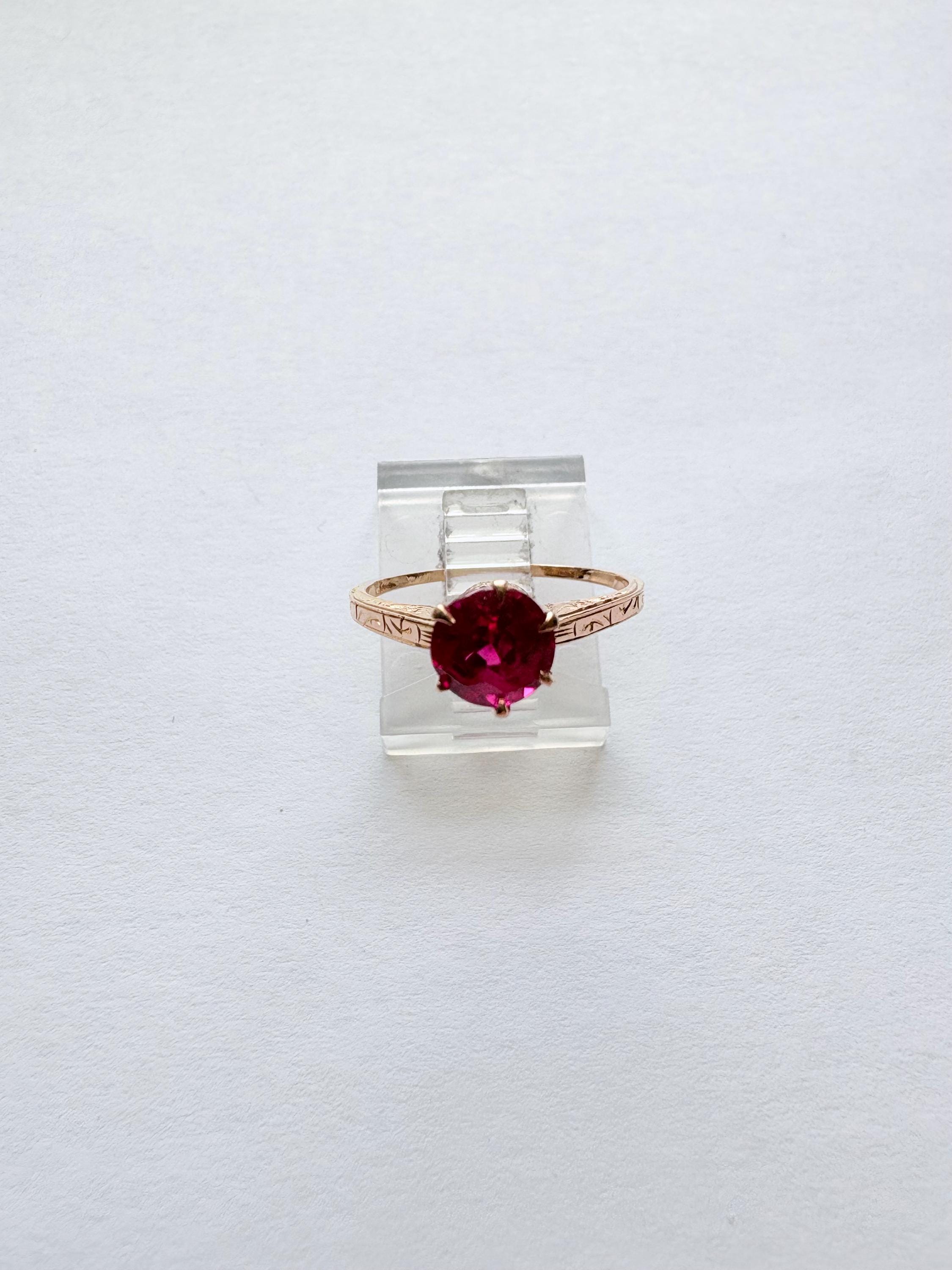 Vintage Ruby 14k Yellow Gold Solitaire Ring Size 6 - Etsy