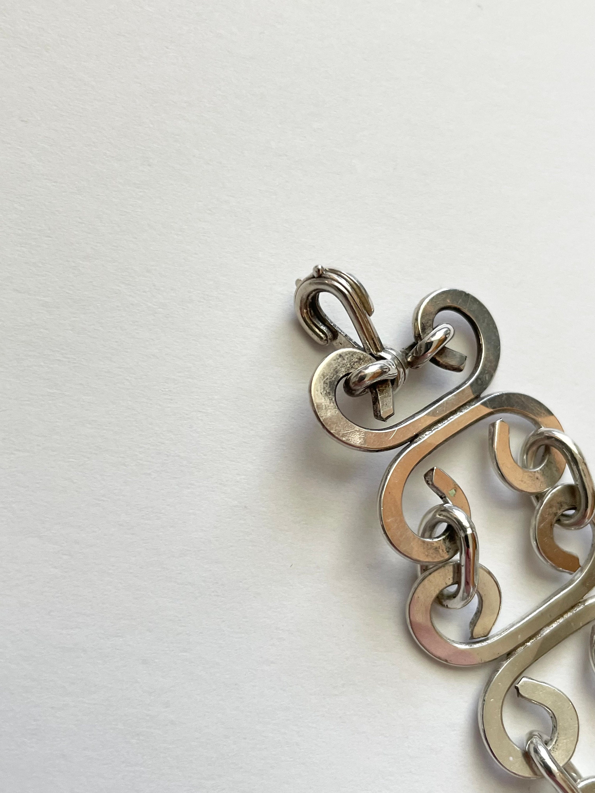Vintage Sterling Silver Scroll Link Chain Bracelet - Etsy
