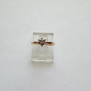 Vintage 14k Yellow Gold Old European Cut Diamond Ring Size 3