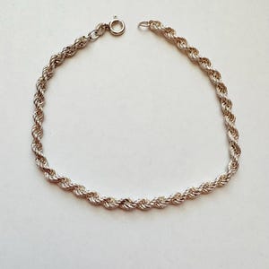 Vintage Sterling Silver Rope Chain Bracelet 8” 3.8mm