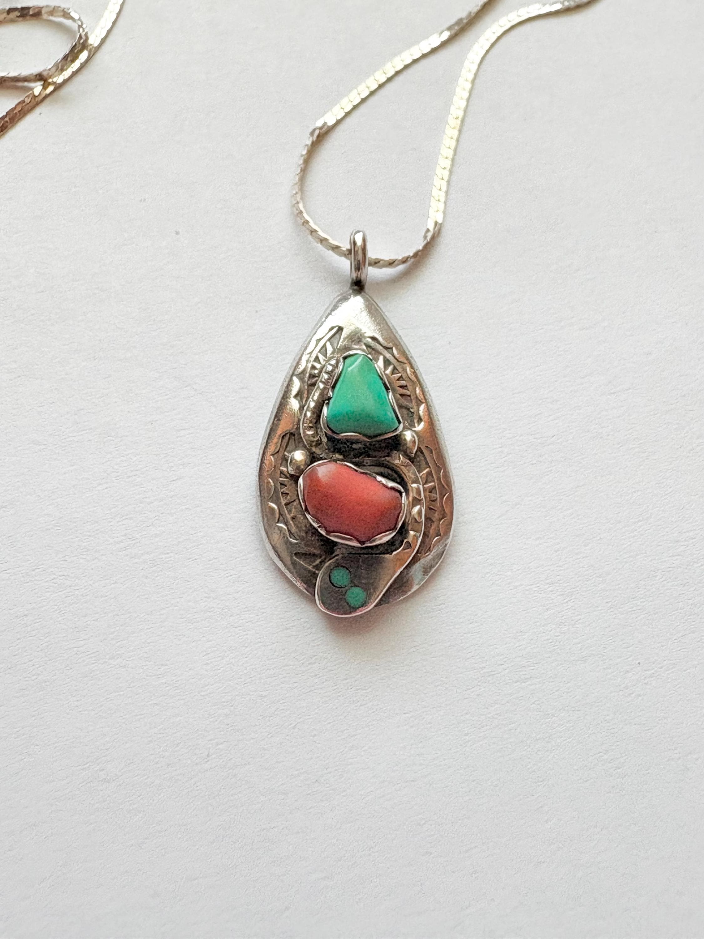 Vintage Effie Calavaza Zuni Signed Sterling and Turquoise Snake