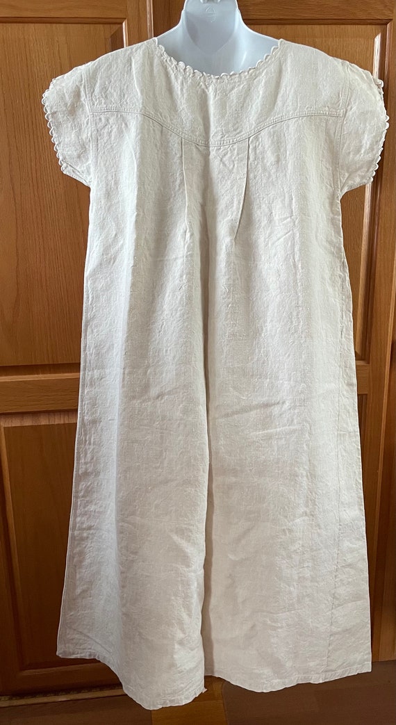 Antique French Linen Hand Made Nightgown Desss - image 7