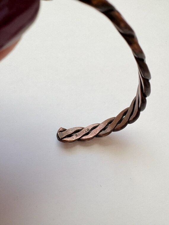 Vintage Solid Copper Braided Retro Cuff Bracelet - image 4