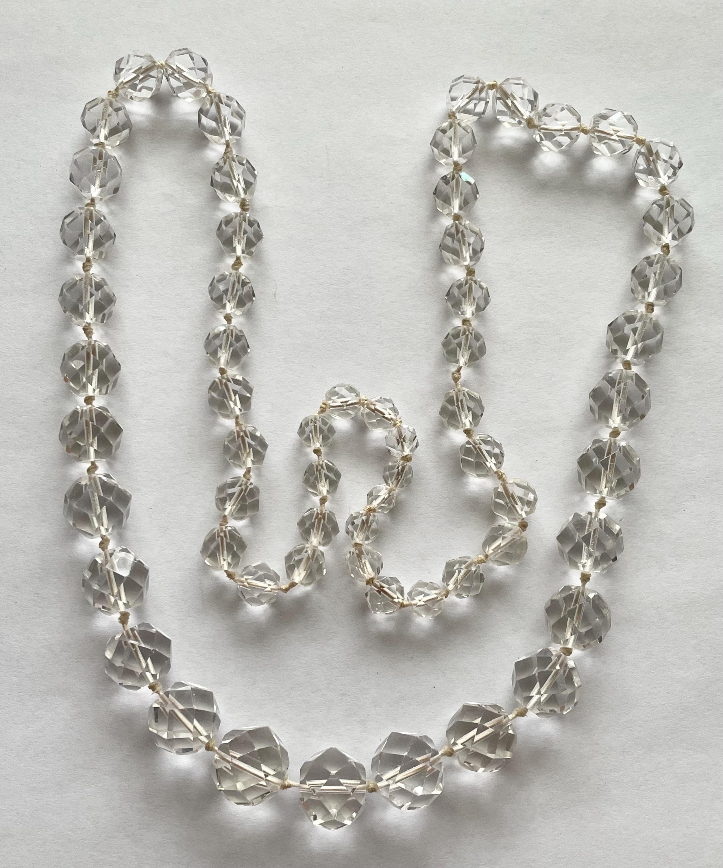 ◆VINTAGE HOLLYWOOD◆ Bumpy Beads Necklace VH2435NE002M Vintage Big Chunky Graduated Clear Crystal Bead Necklace 32