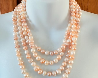 Collar y pulsera de perlas rosa claro Honora Estate de 80"