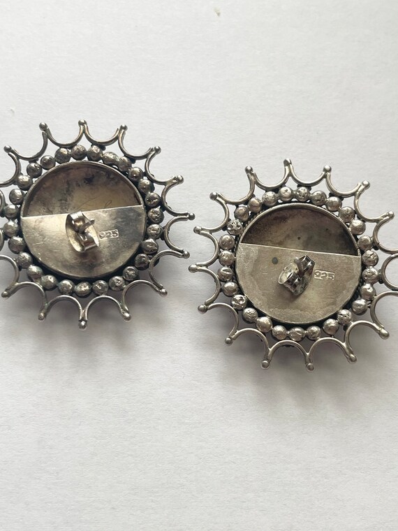 Vintage Sterling Silver Sun Burst Button Style Pi… - image 4