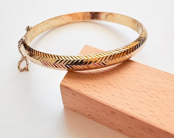 Vintage Gold over Sterling Silver Vermeil Hinged Bangle Bracelet