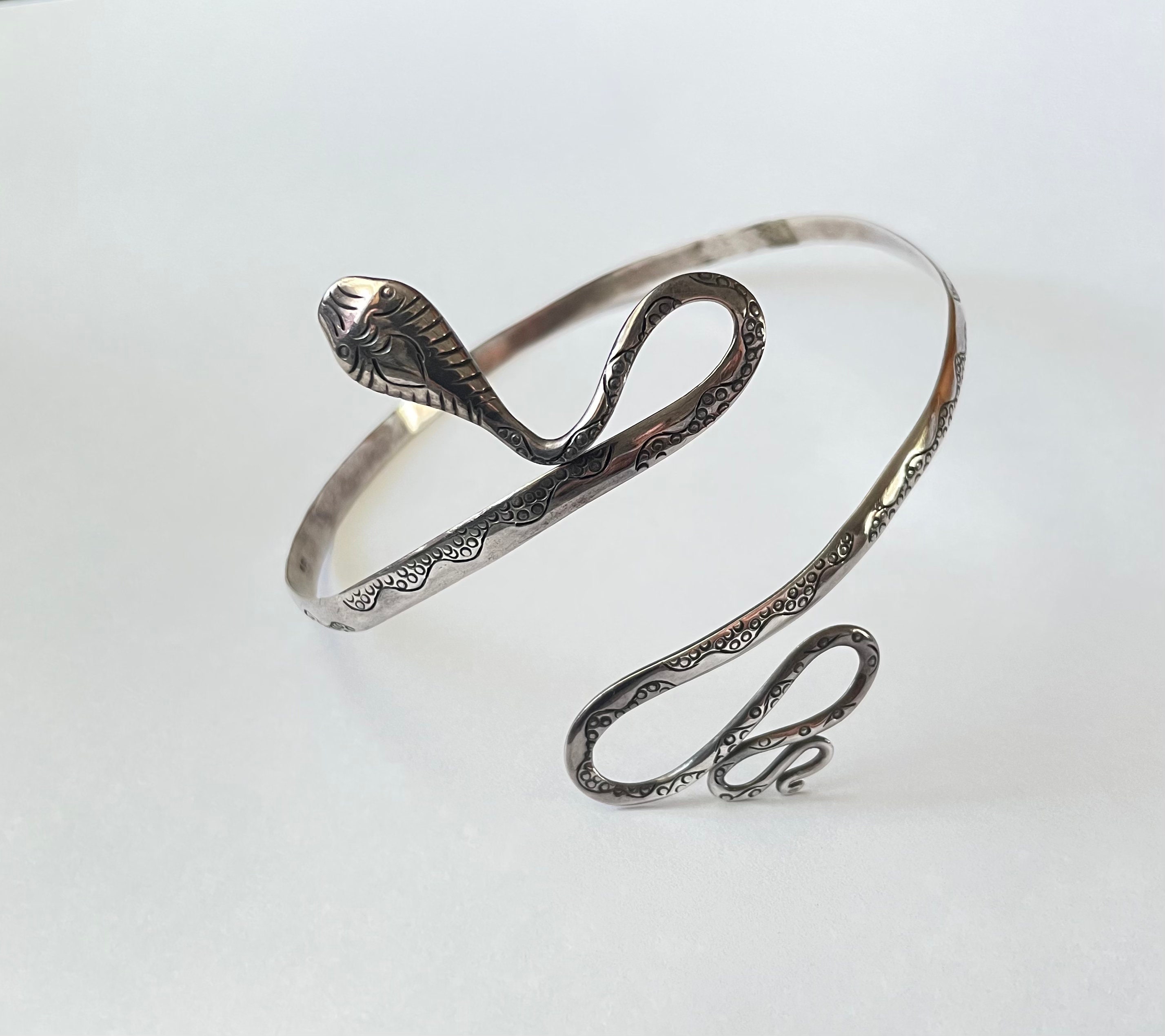 Vintage Sterling Silver Snake Arm Cuff Bracelet Signed - Etsy