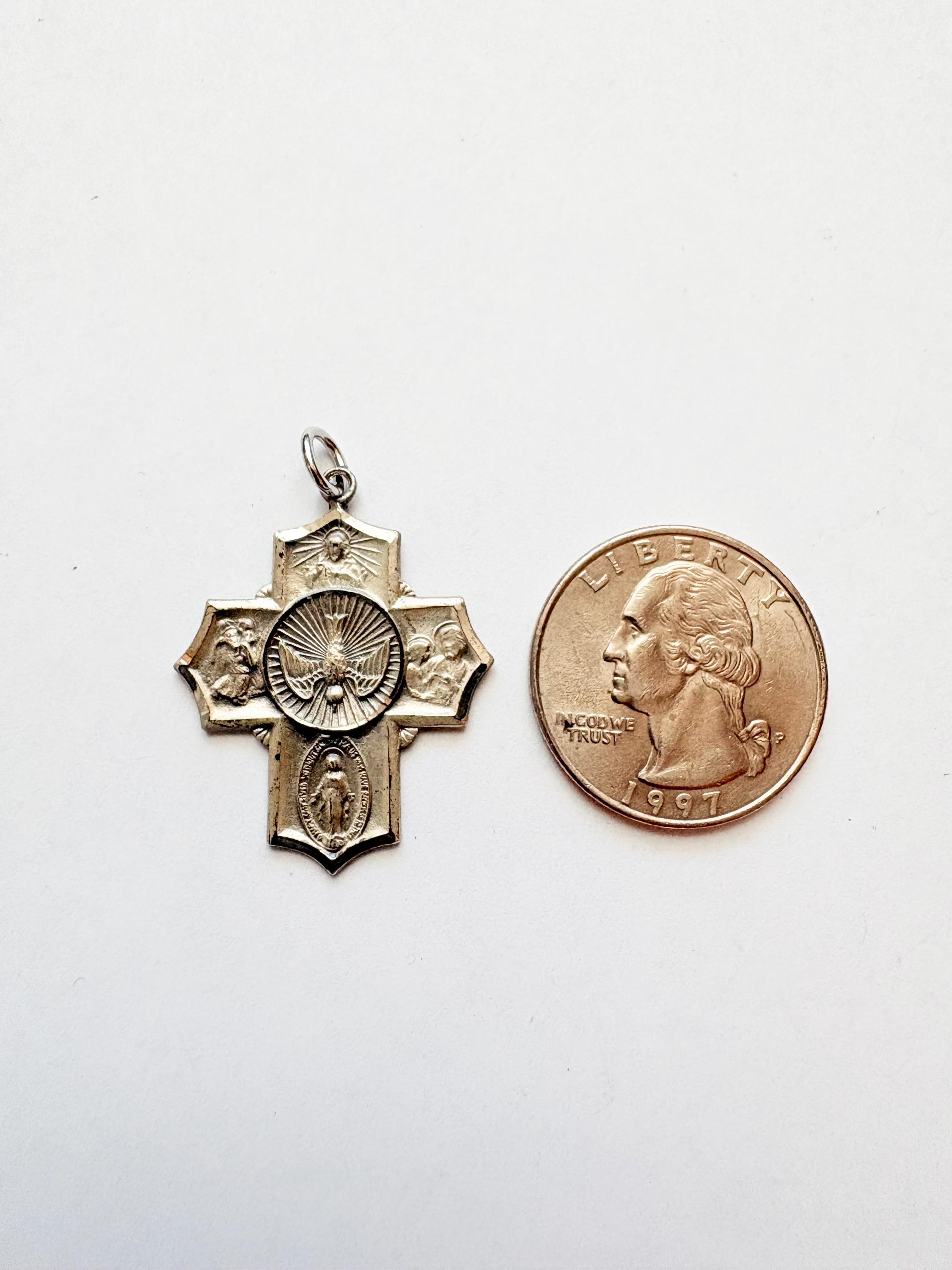 Vintage Sterling Silver 4 Way Cross Religious Medal - Etsy