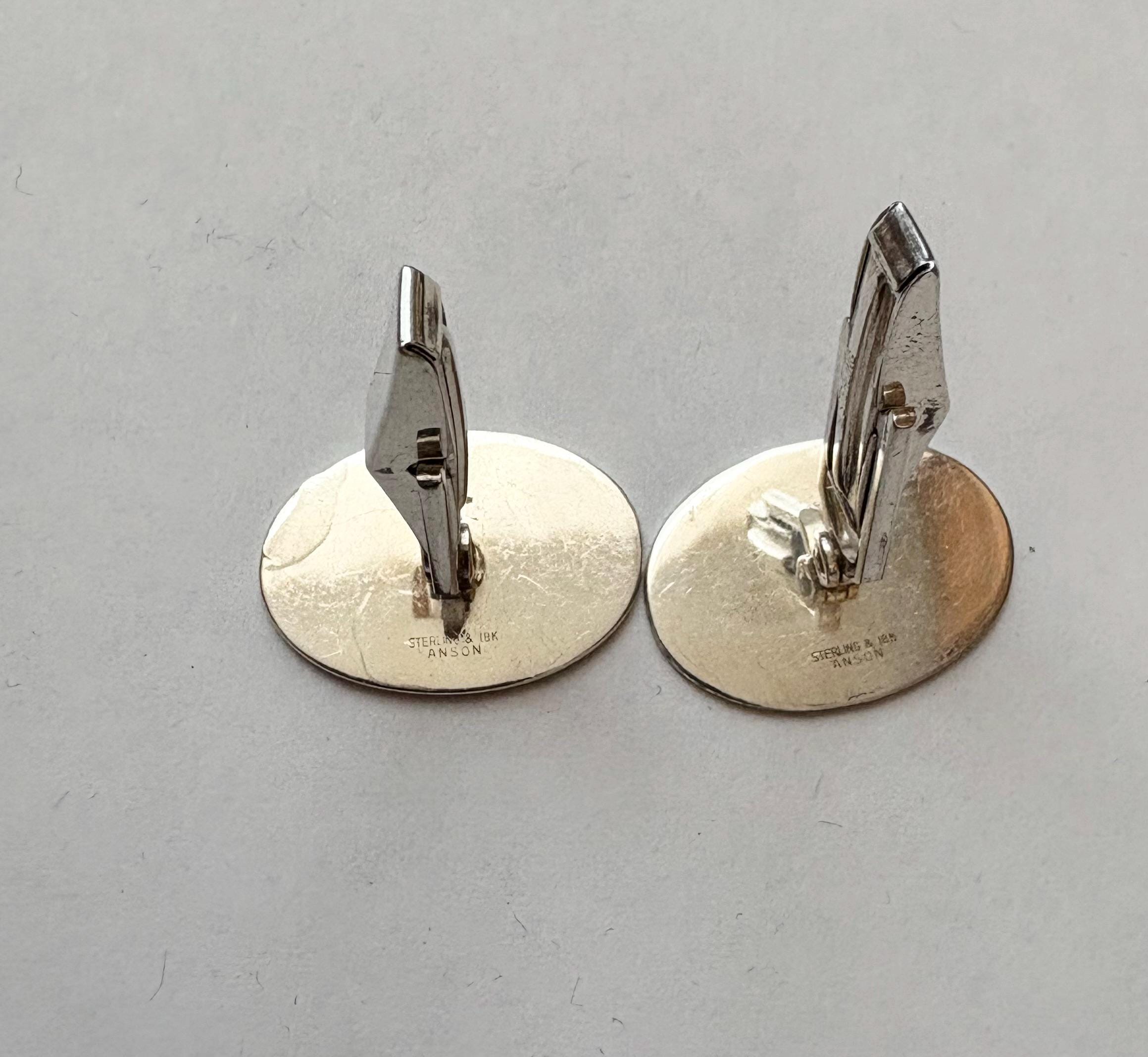 ヴィンテージ ANSON スターリングシルバー＆18Kゴールド カフスボタン