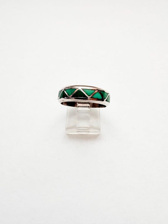 Vintage Sterling Silver Native American Green Turquoise Zuni