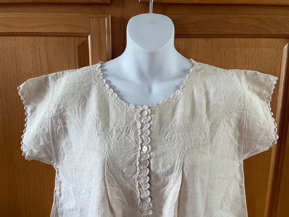 Antique French Linen Hand Made Nightgown Desss - image 1