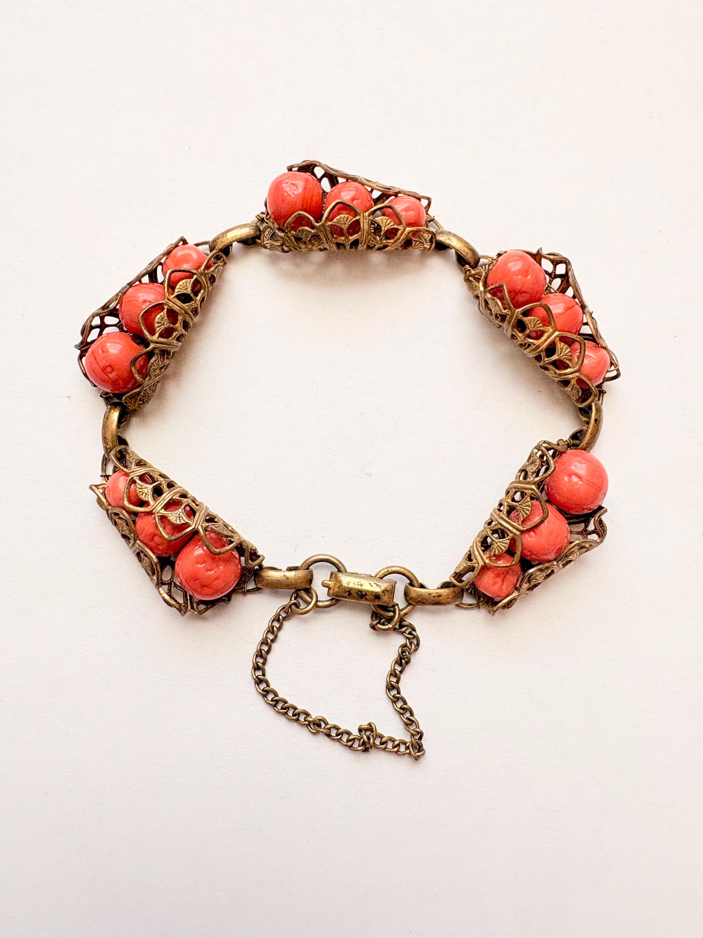 Vintage Unsigned Miriam Haskell Faux Coral Bead Bracelet - Etsy