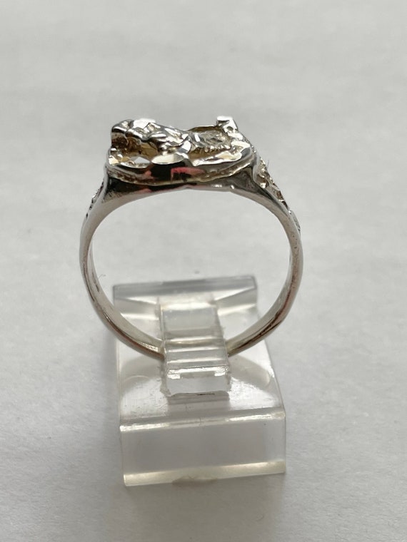 Vintage Sterling Silver Horse and Horse Shoe Ring… - image 3