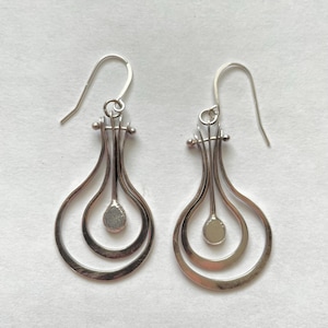 Vintage Sterling Silver Artisan Retro Dangle Pierced Earrings
