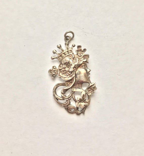 Vintage Sterling Silver Queen Goddess Pendant - image 1