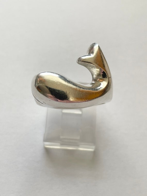 Vintage Sterling Silver Mexico Whale Ring Size 8