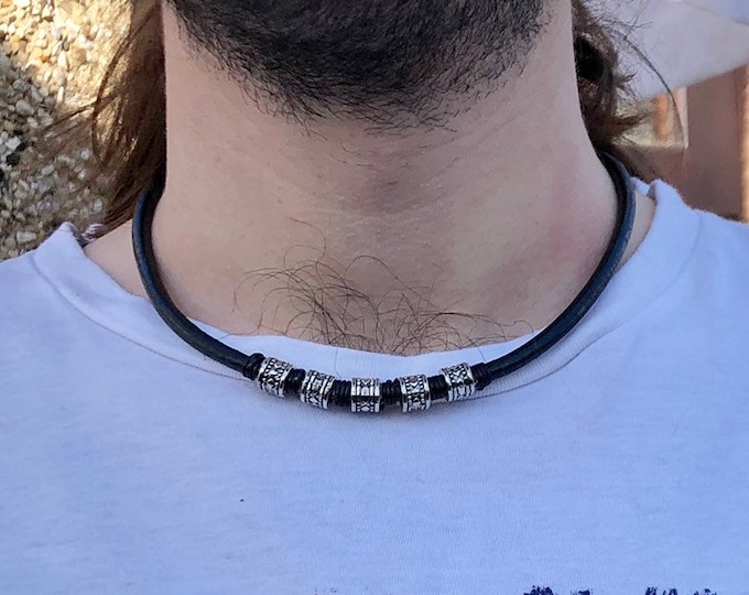 Mens African Bead Necklace African Map Bead Necklace Mens African