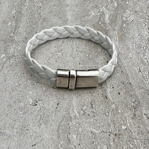 Women’s Leather Bracelet  Braided White Wrap Bracelet  Minimalist Boho Bracelet Gift For Women