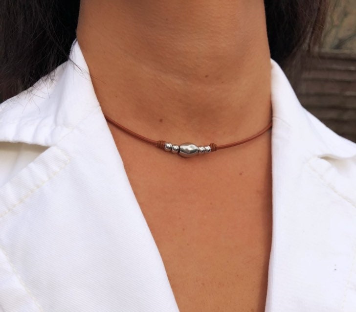Women's Leather Choker Necklace 