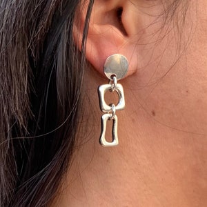 Silver Plated Geometric Dangle Earrings: Boho Style