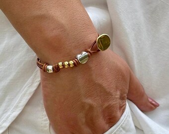 Herz-Lederarmband Für Damen – Mehrlagig, Boho-Style, Wickeldesign | Perfekt Als Geschenk Zum Geburtstag, Muttertag, Valentinstag & Weihnachten