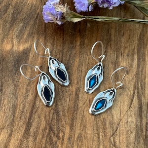 Antique Silver Plated Dangle Earrings: Boho Enamel Jewelry