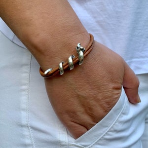 Leather Wrap Bracelet: Unisex Boho Silver Snake Cord Bracelet