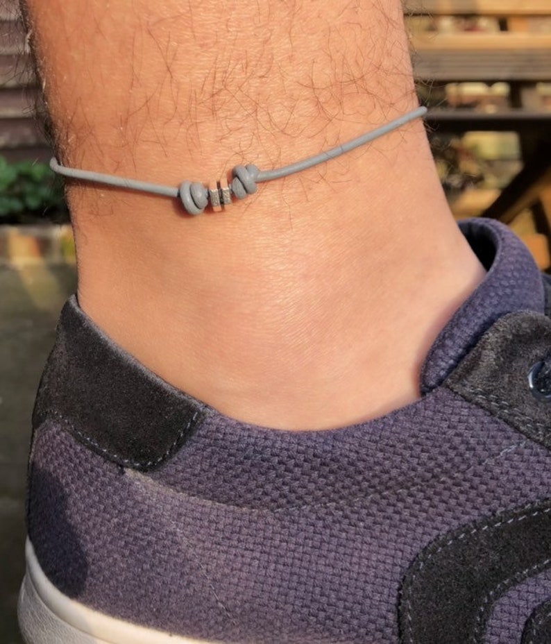 Men/'s Ankle Bracelet Leather Anklet Silver Plated Bead Anklet Knots Anklet Men/'s Body Leather Jewellery